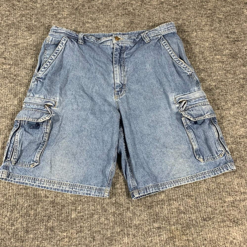 Vintage Big Dogs Shorts Mens 36 Blue Jean Denim Cargo Pockets Y2K Jorts Retro